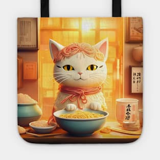 kawaii vintage style japenese ramen cat Tote