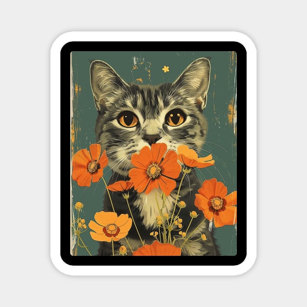 Scottish Fold Cat Flowers Art Design for Cat Owers Magnet by karishmamakeia