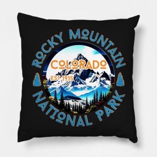 vintage Rocky Mountain National Park Colorado Hiking Nature Outdoors Pillow