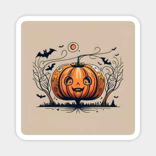 Halloween Pumpkin Drawing Magnet