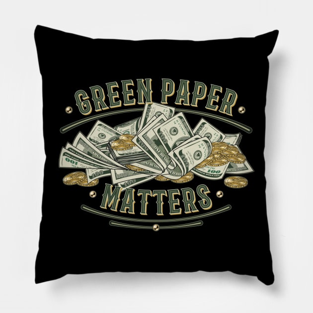 Pile of cash money with 100 dollars bills and golden coins Pillow by OA_Creation