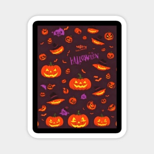 Halloween Spooky Orange Pumpkin Pattern Magnet