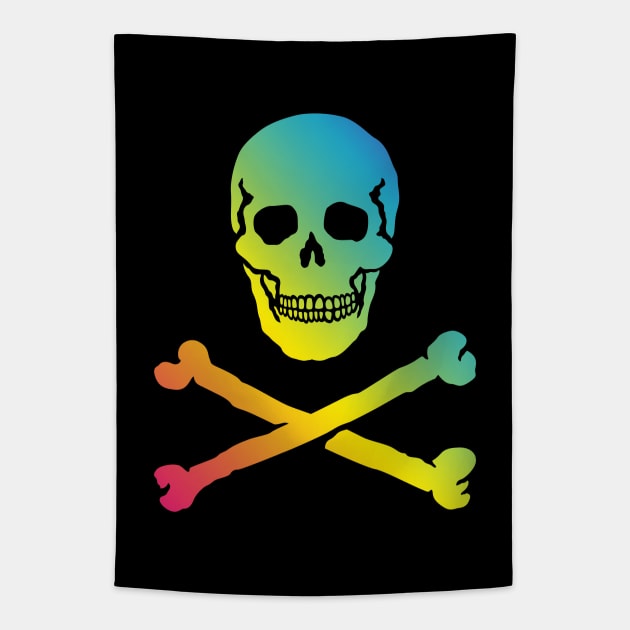 Skull & Crossbones / Jolly Roger (Rainbow) Tapestry by MrFaulbaum