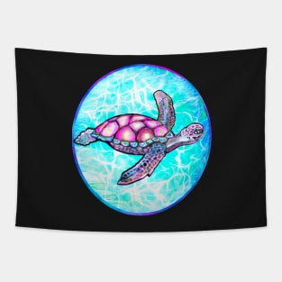 Turtle summer beach -  turtle lovers sparkly magical beautiful sea creature funny sea turtle Tapestry