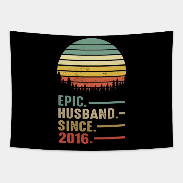 Epic Husband Since 2016 Vintage retro 5 years Marriage Anniversary Tapestry by Moe99