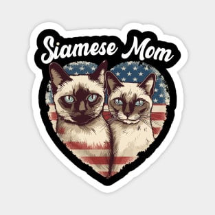 Cat Mom 4th of July Siamese Cat Heart Magnet