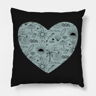 Beach Day Doodle Art Pillow