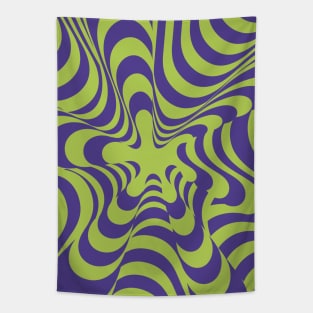 Abstract Groovy Retro Liquid Swirl Purple Green Pattern Tapestry