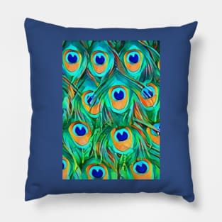 Peacock Feathers III Pillow