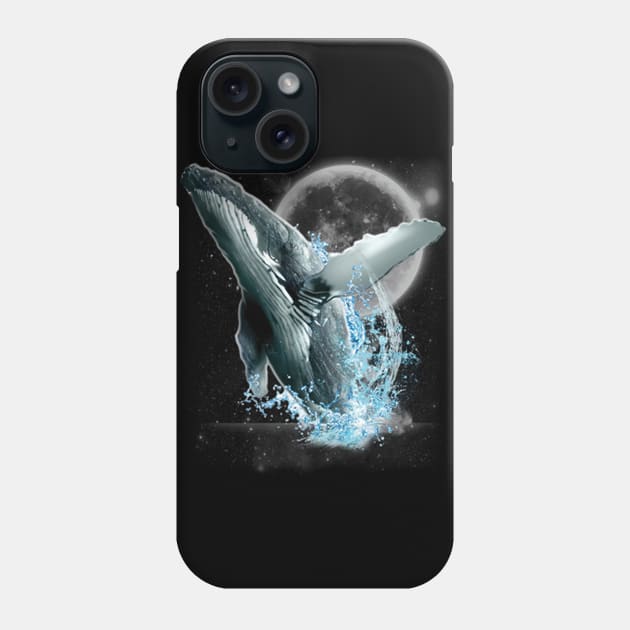 Blue whale dancing in moonlight Phone Case by KA Creative Design