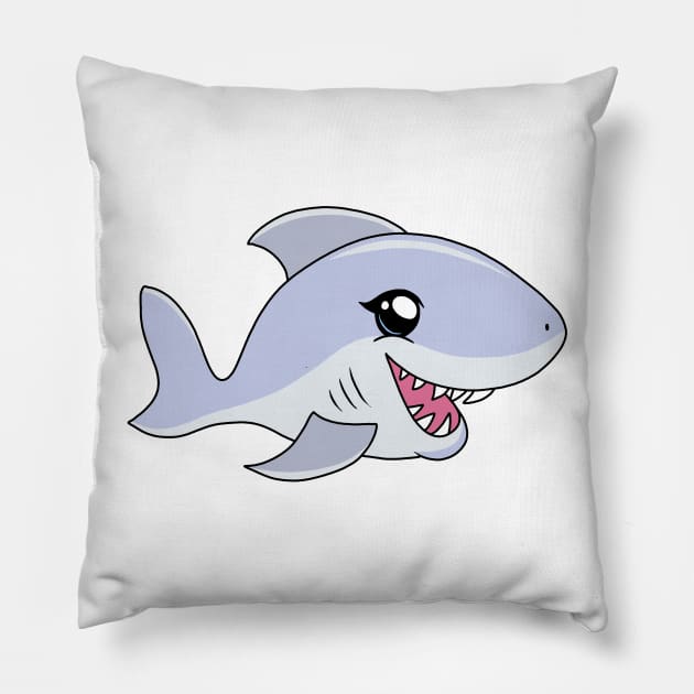 Cute Kawaii Shark Pillow by valentinahramov