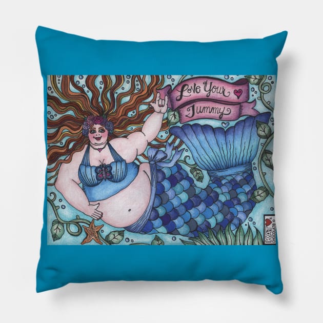 Love Your Tummy Mermaid Pillow by Kat Loves Chocolate