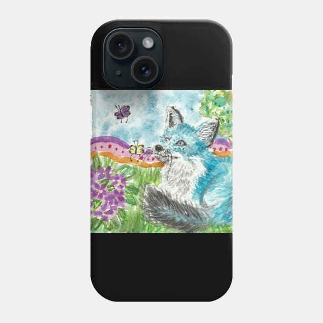 Blue fox Phone Case by SamsArtworks