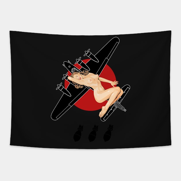 WWII Nose Art Bomber Pinup Retro B17 Vintage Tapestry by The Dirty Gringo