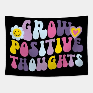 Retro Grow Positive Thoughts Quote Tapestry