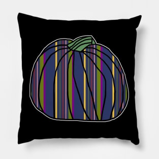 Halloween Horror Pumpkin Dark Blue Stripes Pillow