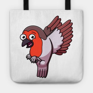 Happy Flying Robin Bird Cartoon Tote