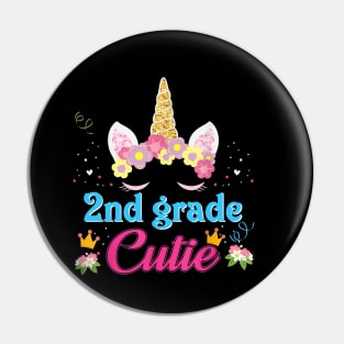 2nd Grade Cutie Magical Unicorn Girl Kid Back To School Pin