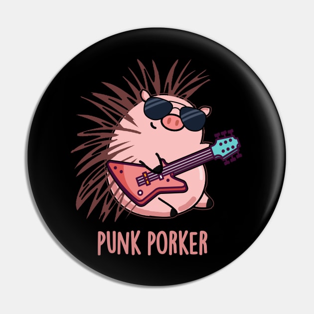 Punk Porker Cute Punk Rocker Pig Pun Pin by punnybone