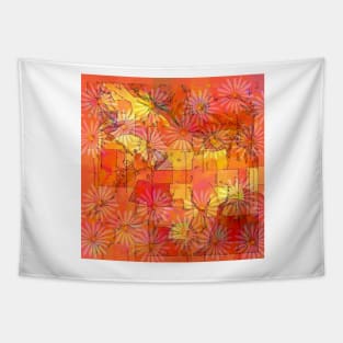 Abstract Shapes Over Daisies: Maps &amp; Apps Series Tapestry