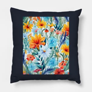 Pastel Summer Flowers Pattern Pillow