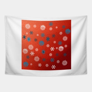 Snowflakes Red Christmas Tapestry