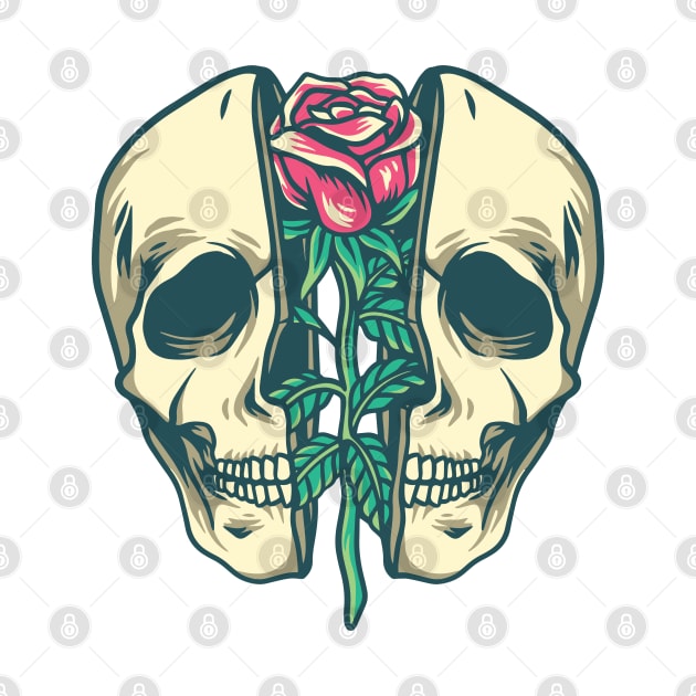 Skull and rose by Norzeatic