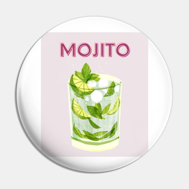 Cute Feminine Y2k Girly Mojito Cocktail Print Pin by madiwestdal