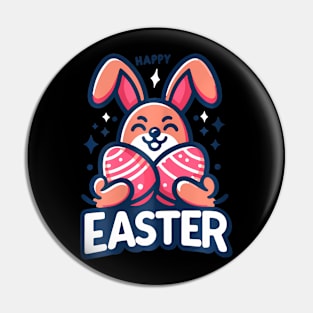 Easter Cute Bunny Holding Easter Eggs Pin