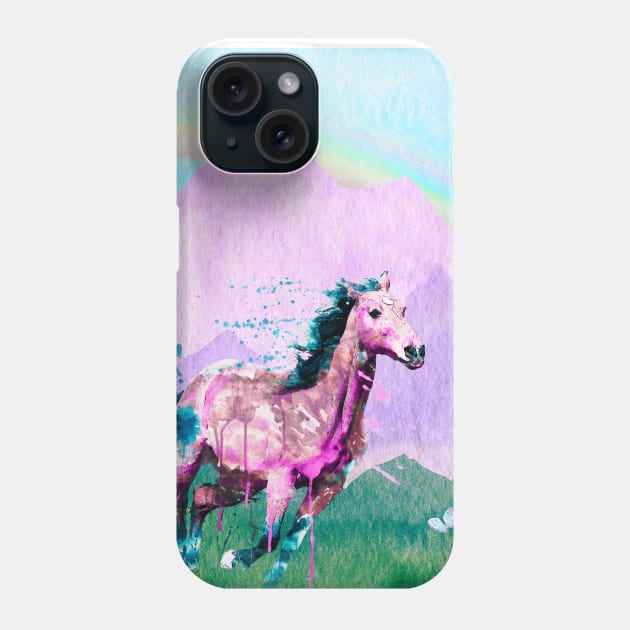 Watercolor horse with mountain landscape Phone Case by Erica's Scrap Heaven