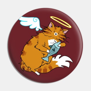 Fluffy Orange Tabby Cat Angel Pin