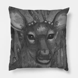 Forest bnw deer Pillow