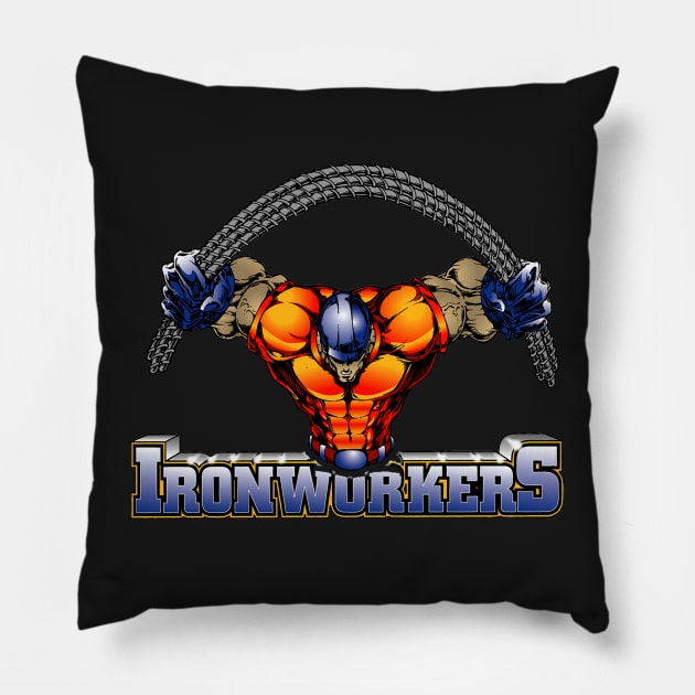 Iron Workers Pillow by  The best hard hat stickers 