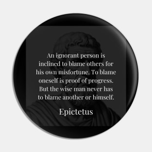 Epictetus's Wisdom: Progress and Blame in Self-Reflection Pin