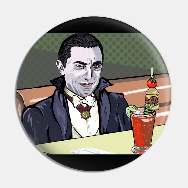 Dracula enjoying a bloody mary at Applebeez Pin by FanboyMuseum