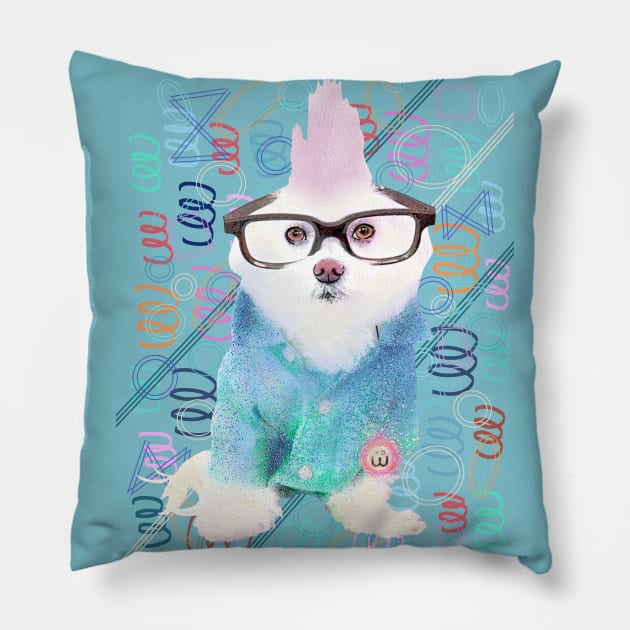 Hipster dog Pillow by Mimie20