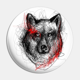 Bloodlusted Wolf Scribbled Print Design Pin