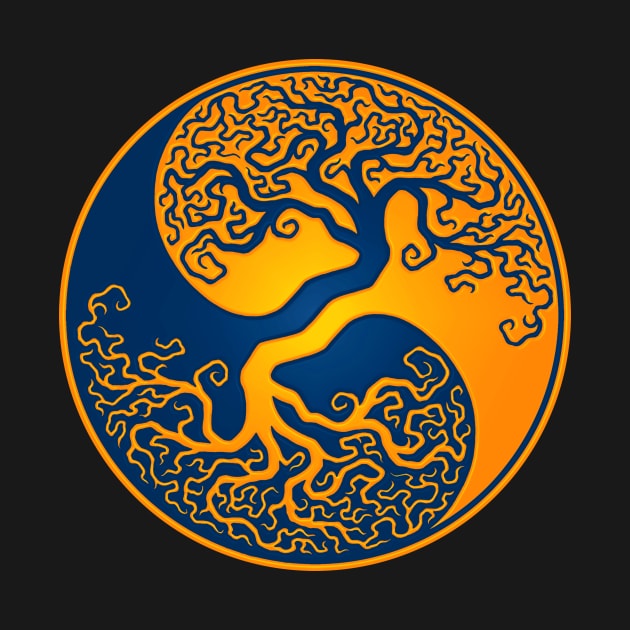 Yellow and Blue Tree of Life Yin Yang by jeffbartels