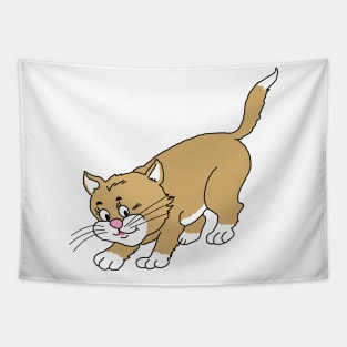 Cute Pouncing Kitten Tapestry