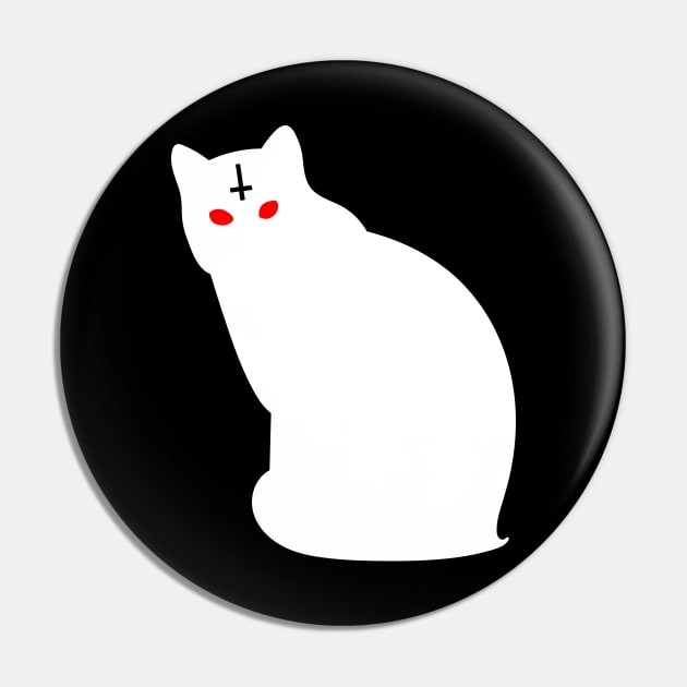 Devil Cat - White Pin by Starquake