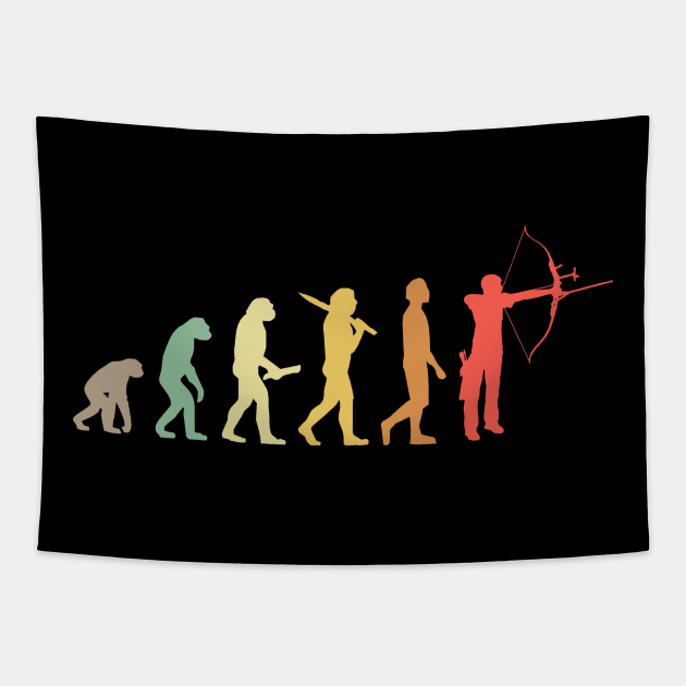 Retro Archery Evolution Gift For Archers & Bowmen Tapestry by OceanRadar