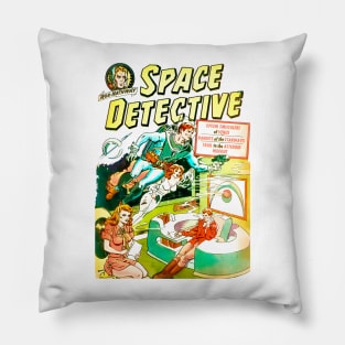 futuristic sci-fi spaceship Space Retro Detective Comic 1951 Vintage Pillow