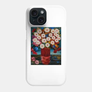A beautiful bouquet flowers in a red metallic glass and gold vase . Phone Case
