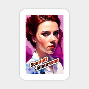 scarlett ingrid johansson watercolor hand drawing graphic design and illustration by ironpalette Magnet