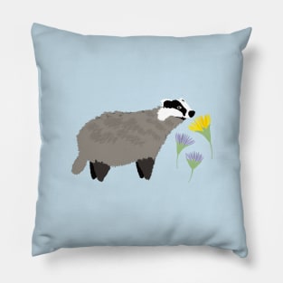 Badger and dandelions Pillow