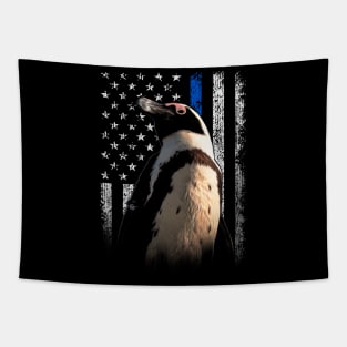 Penguin American Flag Ambassadors, Tee Triumph for Wildlife Admirers Tapestry