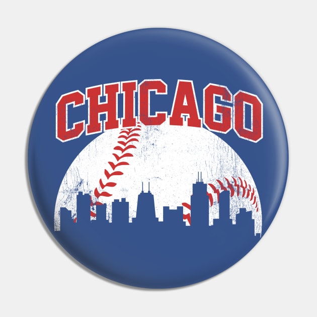 Vintage Chicago Skyline City Gameday Retro Vintage USA Pin by DetourShirts