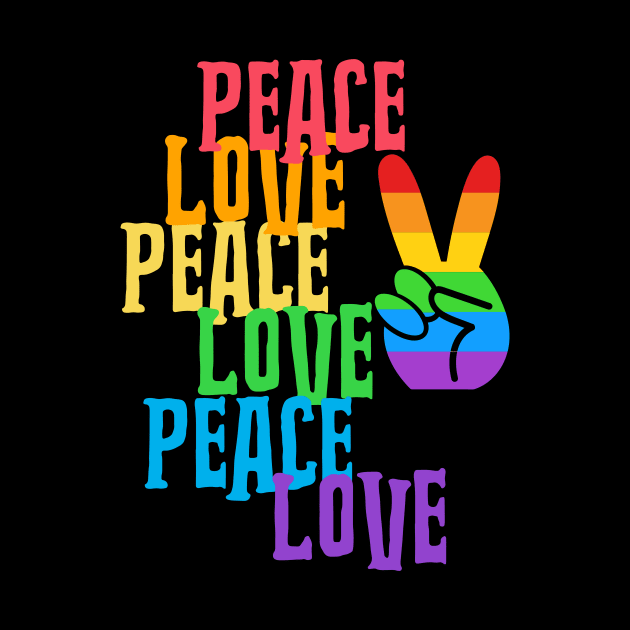 PEACE Sign Hand Rainbow Retro Love by SartorisArt1