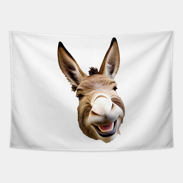 A Smiling cute Donkey Tapestry by Vooble