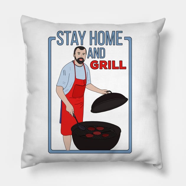 Stay Home and Grill Pillow by DiegoCarvalho